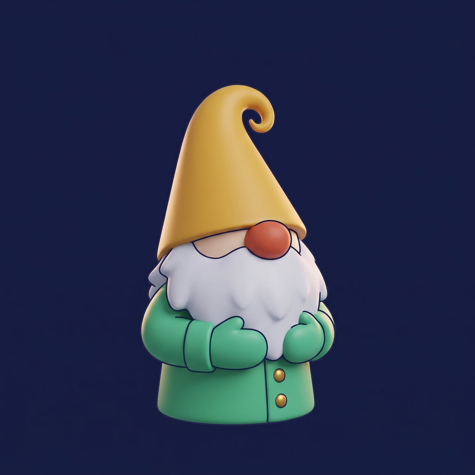 Gnobody bust with the hat tip curled into a smug hook